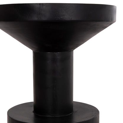 SIDE TABLE BERMAL HM9889.12 SOLID SUAR WOOD IN BLACK COLOR Φ35x65Hcm.