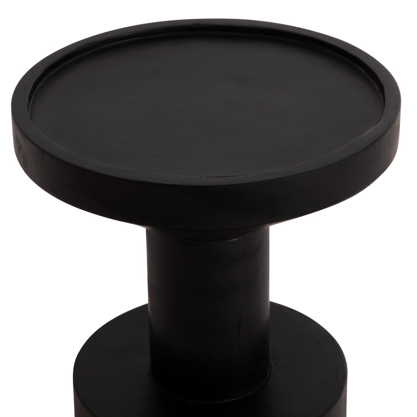 SIDE TABLE BERMAL HM9889.12 SOLID SUAR WOOD IN BLACK COLOR Φ35x65Hcm.