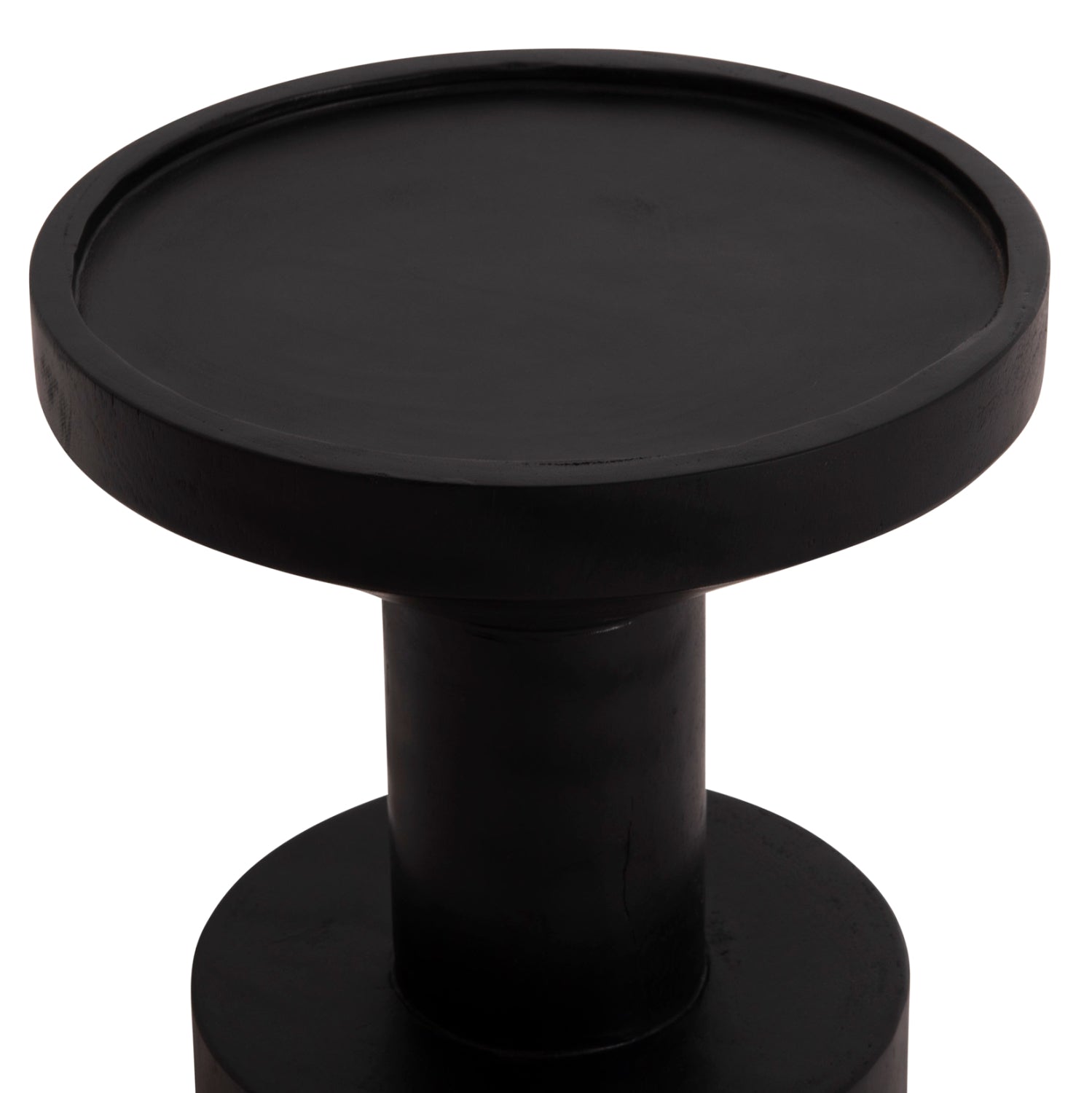 SIDE TABLE BERMAL HM9889.12 SOLID SUAR WOOD IN BLACK COLOR Φ35x65Hcm.