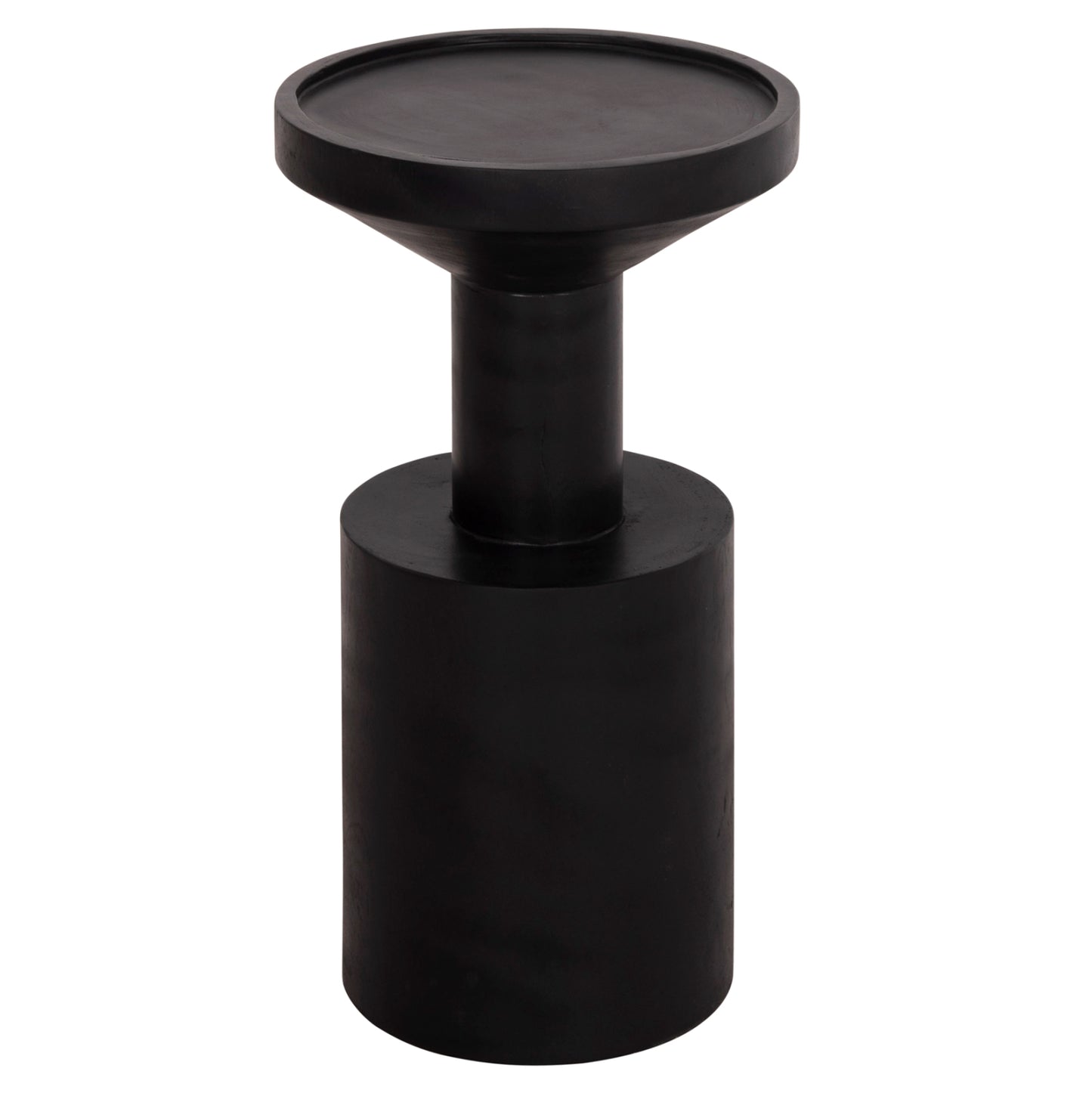 SIDE TABLE BERMAL HM9889.12 SOLID SUAR WOOD IN BLACK COLOR Φ35x65Hcm.