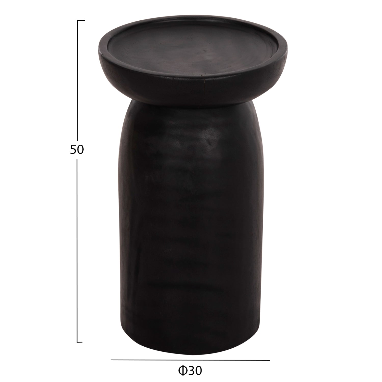 SIDE TABLE LOKI HM9899.12 SOLID SUAR WOOD IN BLACK Φ30x50Hcm.