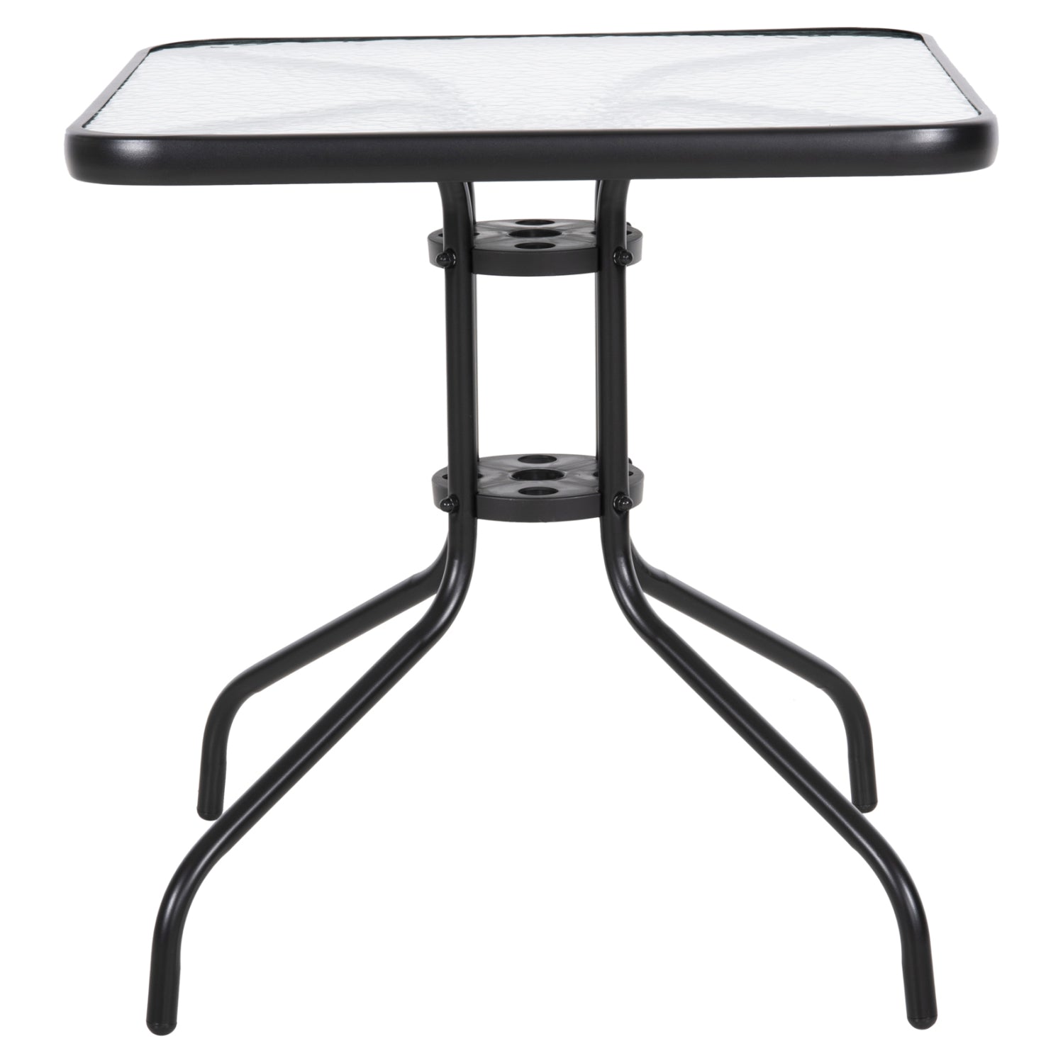 OUTDOOR TABLE SQUARE FIGO HM5036.03 BLACK METAL-GLASS TABLETOP 70Χ70Χ70Hcm