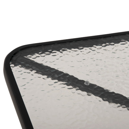 OUTDOOR TABLE SQUARE FIGO HM5972.03 BLACK METAL-GLASS TABLETOP 80Χ80Χ71Hcm