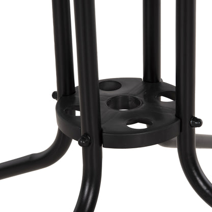 OUTDOOR TABLE SQUARE FIGO HM5972.03 BLACK METAL-GLASS TABLETOP 80Χ80Χ71Hcm