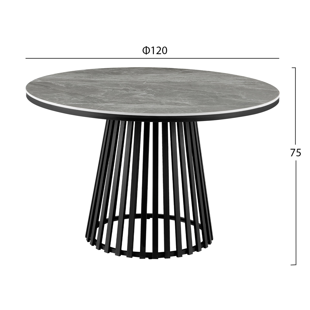 ΤΡΑΠΕΖΙ CHARM HM18465.03 SINTERED STONE ΣΕ ΓΚΡΙ ΜΑΡΜΑΡΟ--ΜΑΥΡΗ ΒΑΣΗ Φ120x75Υεκ