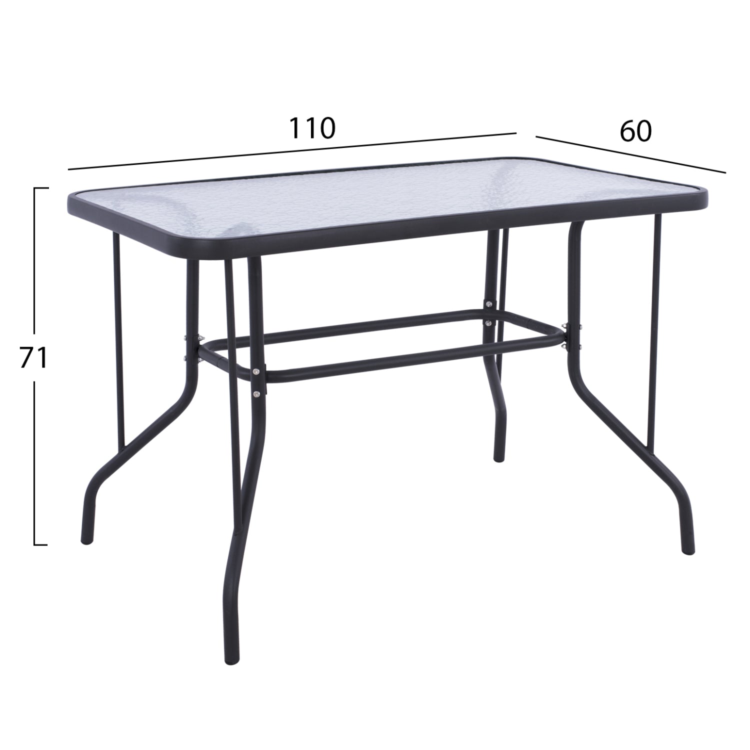 OUTDOOR METALLIC TABLE ADAM HM5020.01 DARK GREY WITH SAFETY GLASS TOP 110Χ60Χ71Hcm.