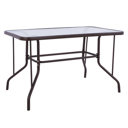 OUTDOOR METALLIC TABLE ADAM HM5020.02 BROWN WITH REINFORCED GLASS TOP 110Χ60Χ71Hcm.