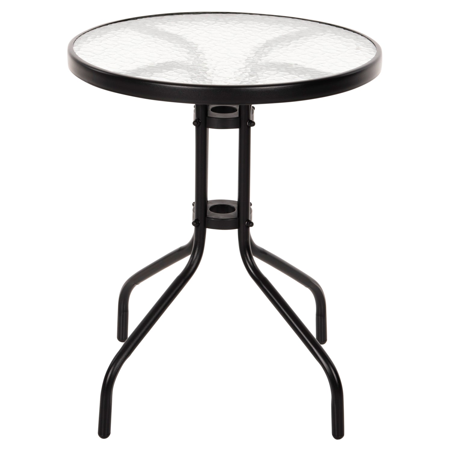 TABLE LIMA HM5079.03 METAL BLACK WITH TEMPERED GLASS TOP Φ60x68Hcm.