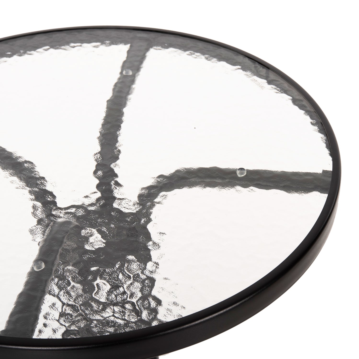 TABLE LIMA HM5079.03 METAL BLACK WITH TEMPERED GLASS TOP Φ60x68Hcm.