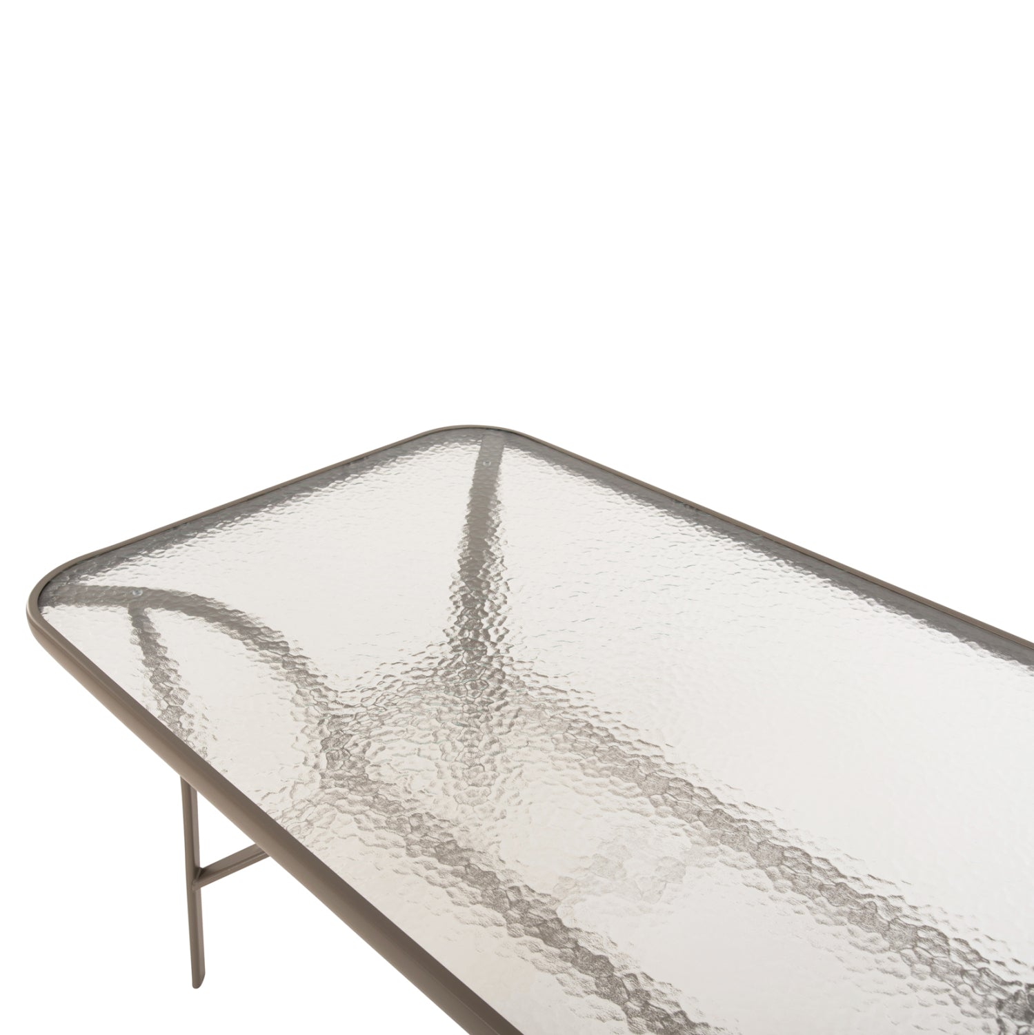 TABLE BRUNO HM5106.04 METALLIC IN CHAMPAGNE COLOR WITH TEMPERED GLASS TABLETOP 140Χ80Χ71Hcm.