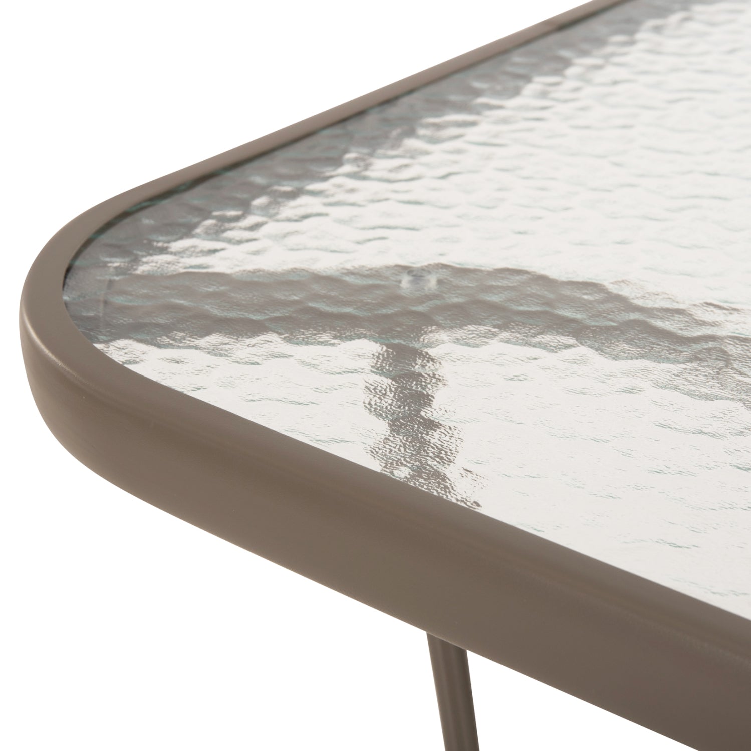 TABLE BRUNO HM5106.04 METALLIC IN CHAMPAGNE COLOR WITH TEMPERED GLASS TABLETOP 140Χ80Χ71Hcm.