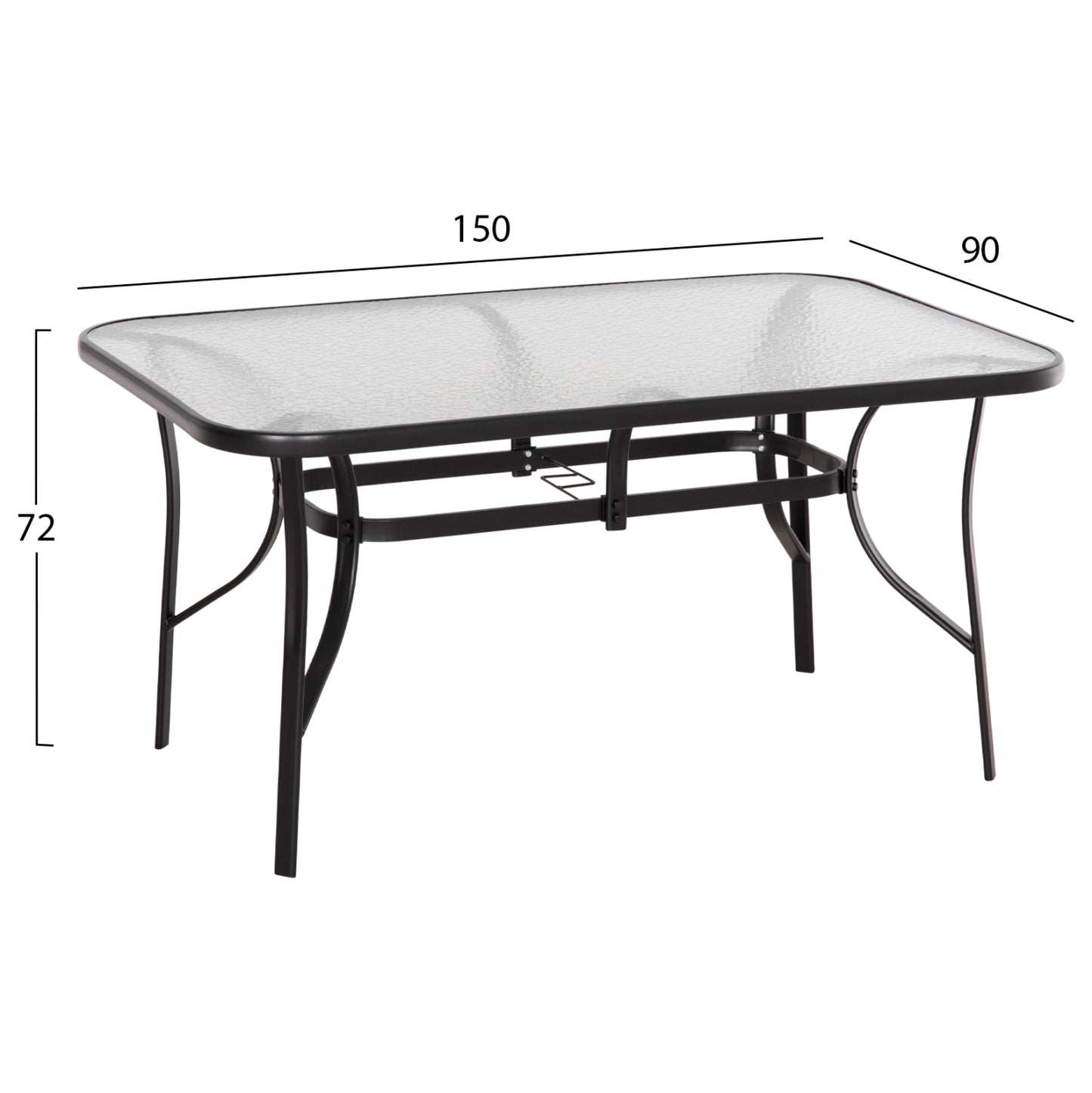 DINING TABLE BRUNO HM5145.03 METAL IN BLACK COLOR-TEMPERED GLASS 150Χ90Χ72Hcm.