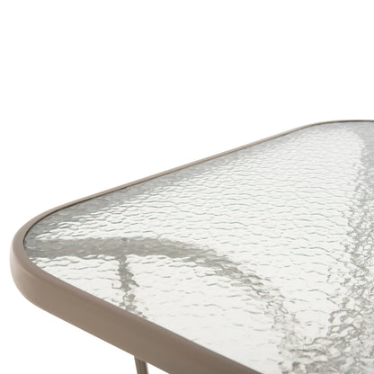 DINING TABLE BRUNO HM5145.14 METAL IN CHAMPAGNE COLOR-TEMPERED GLASS & UMBRELLA HOLE 150X90Χ72Hcm.