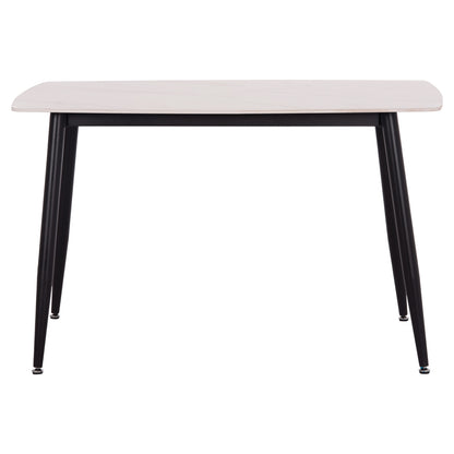 DINING TABLE RAVEN HM9854.01 CERAMIC TOP IN MATTE WHITE MARBLE-BLACK METAL LEGS 117,5x67,5x76Hcm.