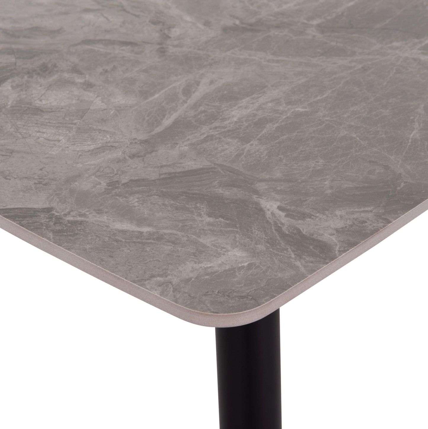 DINING TABLE RAVEN HM9854.13 CERAMIC TOP IN GREY MARBLE-BLACK METAL LEGS 120x70x73Hcm.