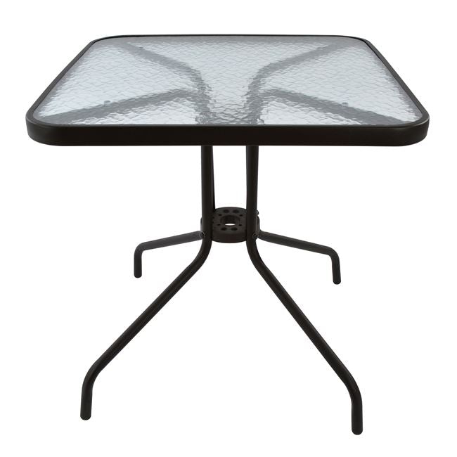 OUTDOOR TABLE SQUARE FIGO HM5036.02 BROWN METAL-GLASS TABLETOP 70Χ70Χ72Hcm
