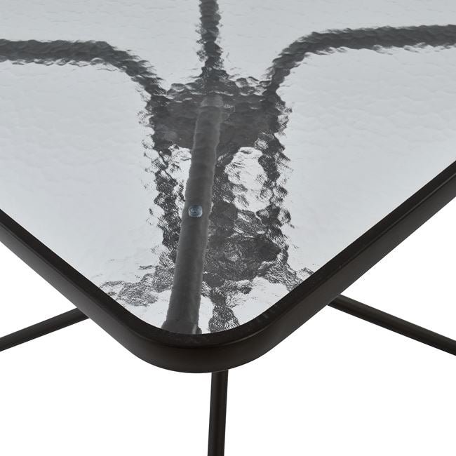 OUTDOOR TABLE SQUARE FIGO HM5036.02 BROWN METAL-GLASS TABLETOP 70Χ70Χ72Hcm