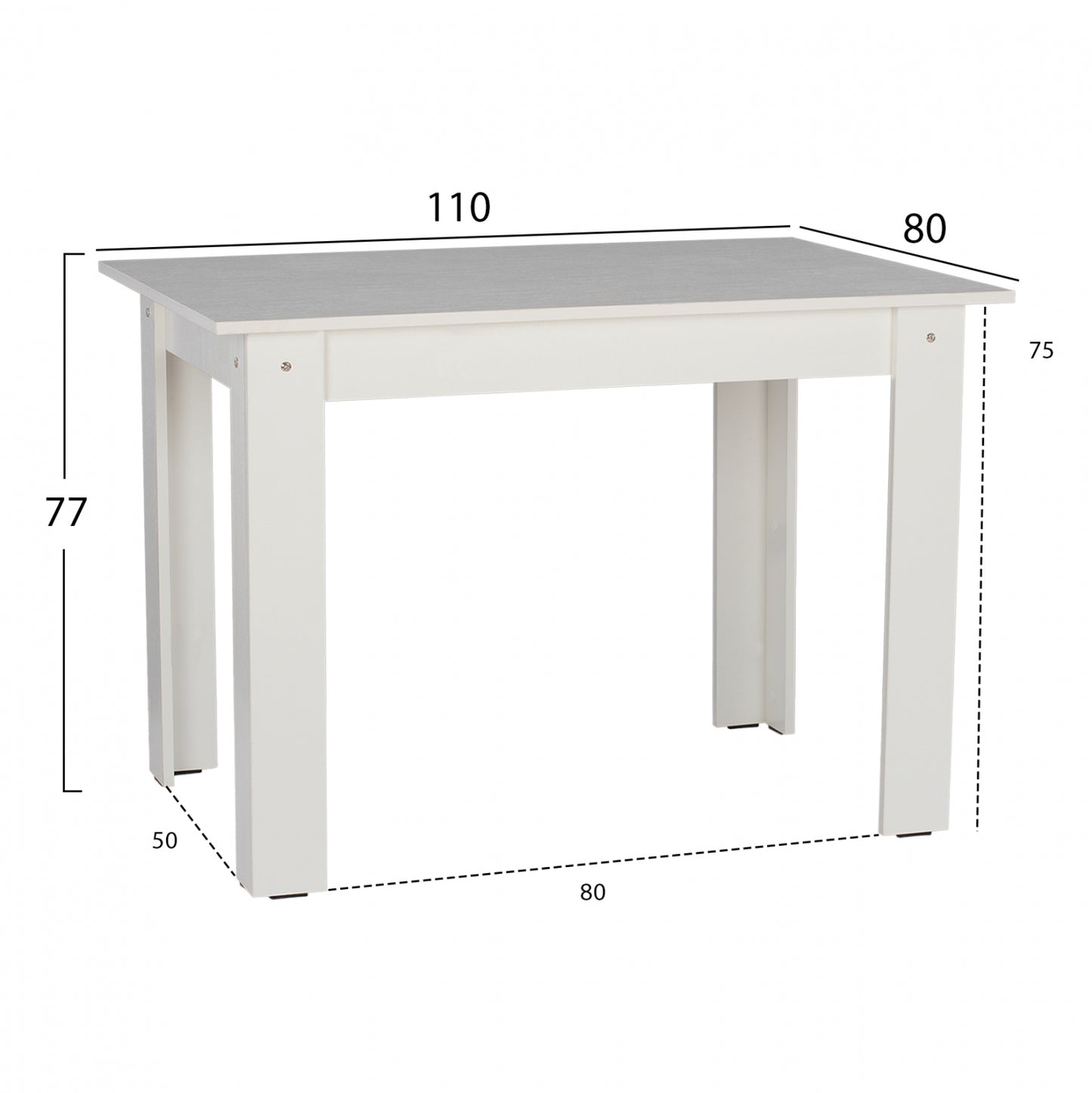 KITCHEN TABLE KELVIN HM2428.03, 110x80x77H, WHITE