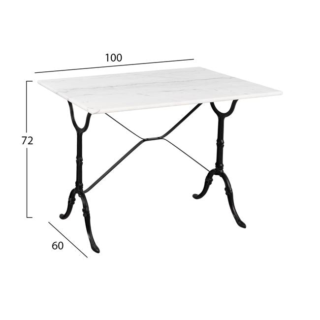 Table with Base from cast iron HM464 with marble 100x60x72