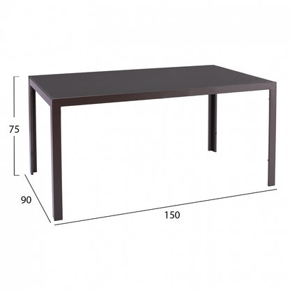 METALLIC TABLE IN BROWN WITH BROWN GLASS 150X90X75cm HM5767.02