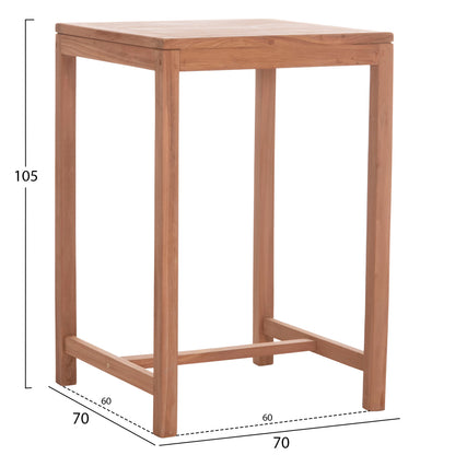 BAR SQUARE TABLE PRESSCOT HM18113 TEAK WOOD IN NATURAL COLOR 70x70x105Hcm.