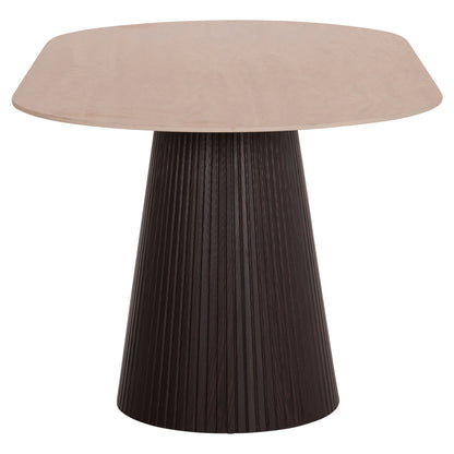 DINING TABLE OVAL CATER HM18320 CERAMIC TOP IN TRAVERTINE STONE LOOK--MDF BASE 180x90x74Hcm.