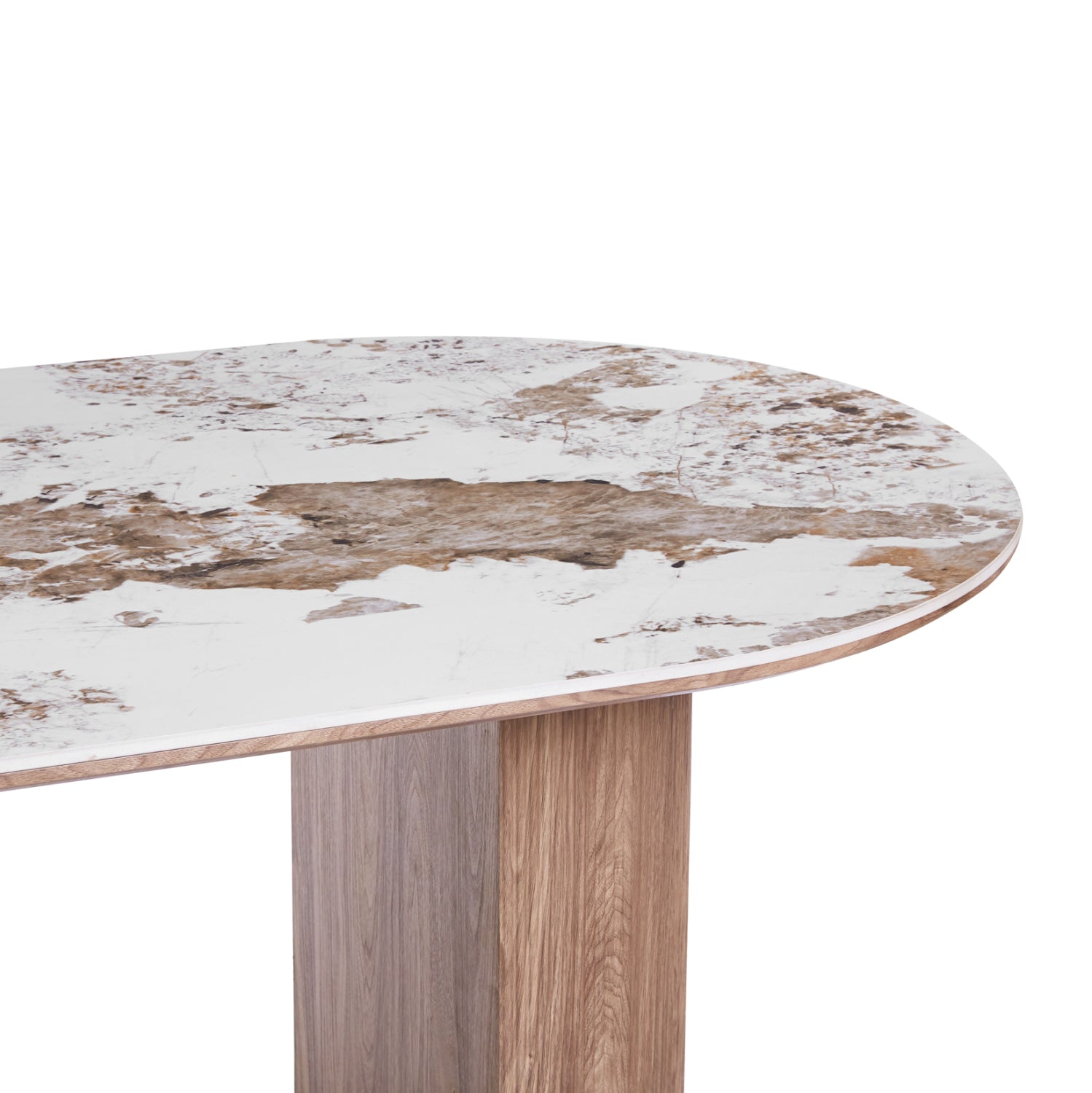 DINING TABLE OVAL MARBLEX HM18428 CERAMIC TOP IN PANDORA COLOR--MDF LEGS IN WALNUT 210x100x77Hcm.