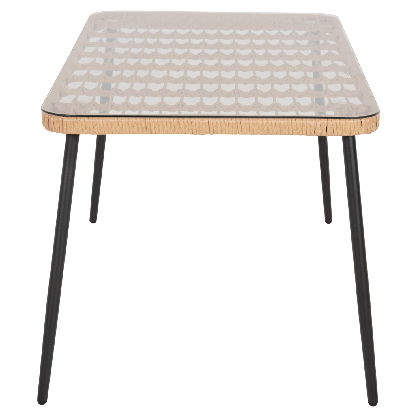 DINING TABLE RECTANGULAR ALLEGRA HM5537.11 BLACK METAL-P.E. RATTAN IN NATURAL 139,5x79,5x73Hcm.