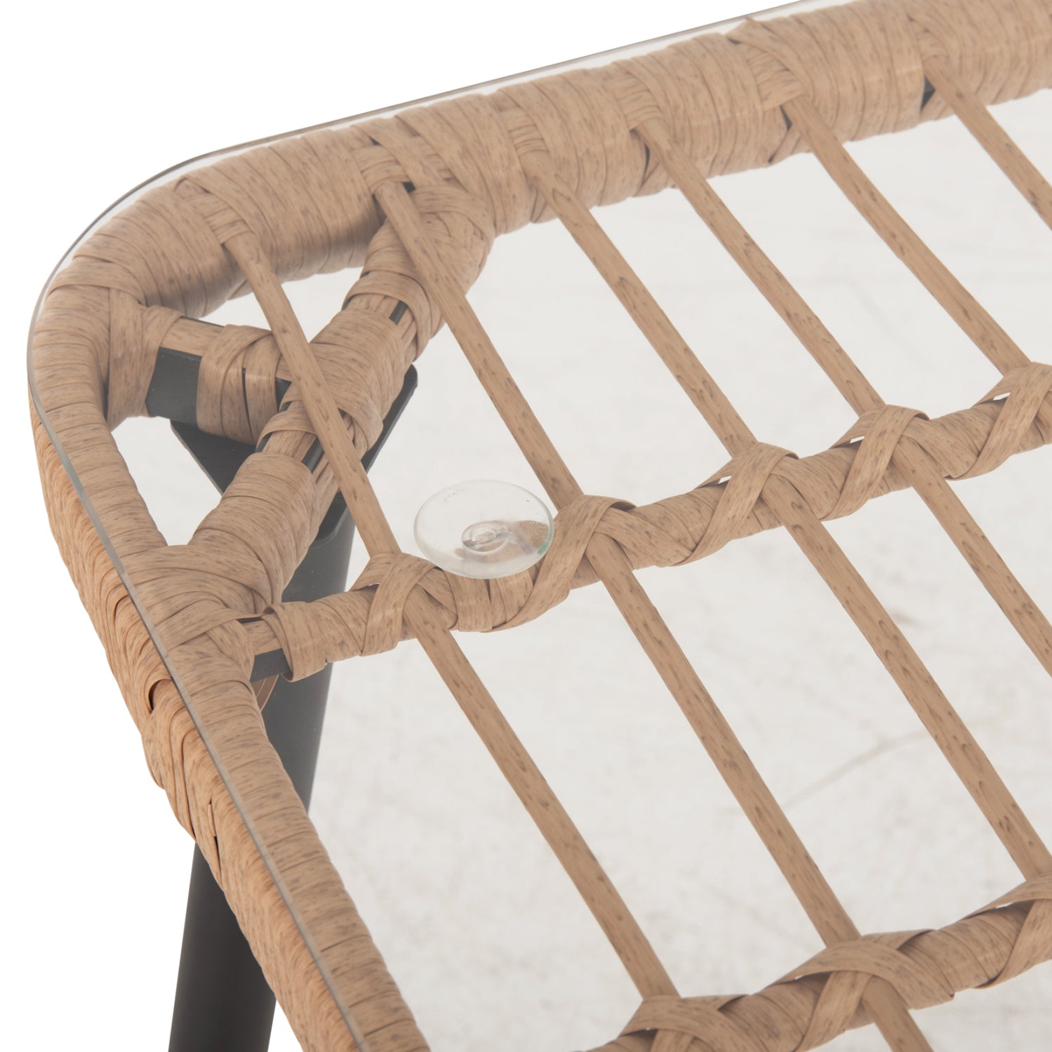 DINING TABLE RECTANGULAR ALLEGRA HM5537.11 BLACK METAL-P.E. RATTAN IN NATURAL 139,5x79,5x73Hcm.