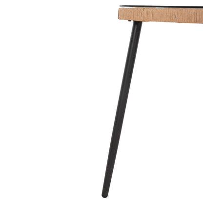 DINING TABLE RECTANGULAR ALLEGRA HM5537.11 BLACK METAL-P.E. RATTAN IN NATURAL 139,5x79,5x73Hcm.