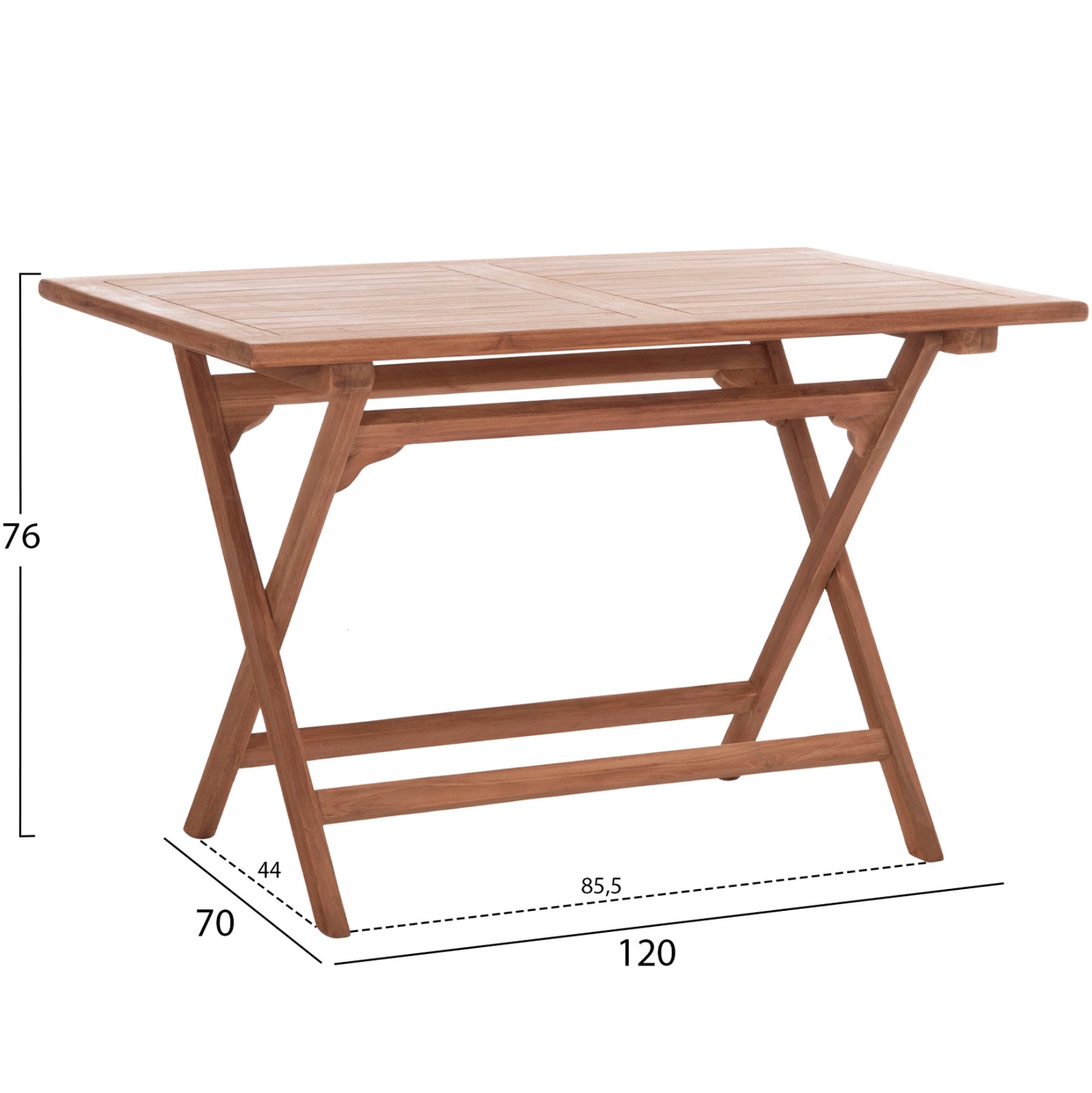 FOLDABLE RECTANGULAR TABLE ERIS HM18117 TEAK WOOD--NATURAL COLOR 120x70x76Hcm.