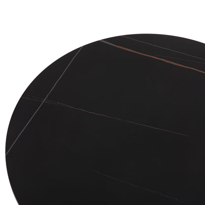 COFFEE TABLE DUNCAN HM18022.01 CERAMIC TOP-MDF BASE-BLACK Φ80x41Hcm.