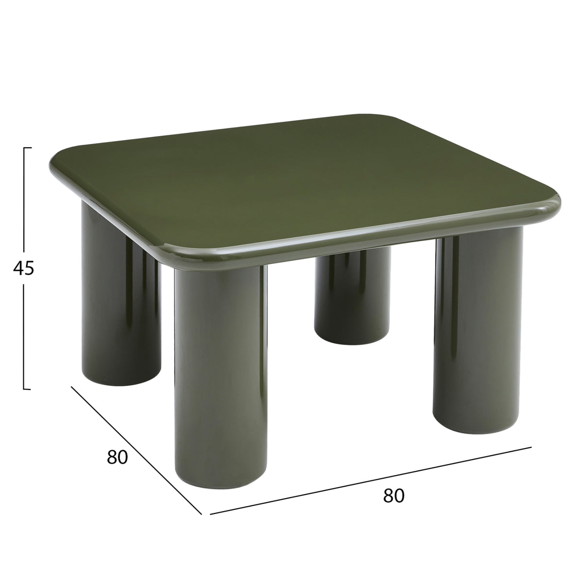 ΤΡΑΠΕΖΙ ΣΑΛΟΝΙΟΥ SOLNA HM18453.07 MDF ΣΕ GLOSSY ΠΡΑΣΙΝΟ 80x80x45Υεκ