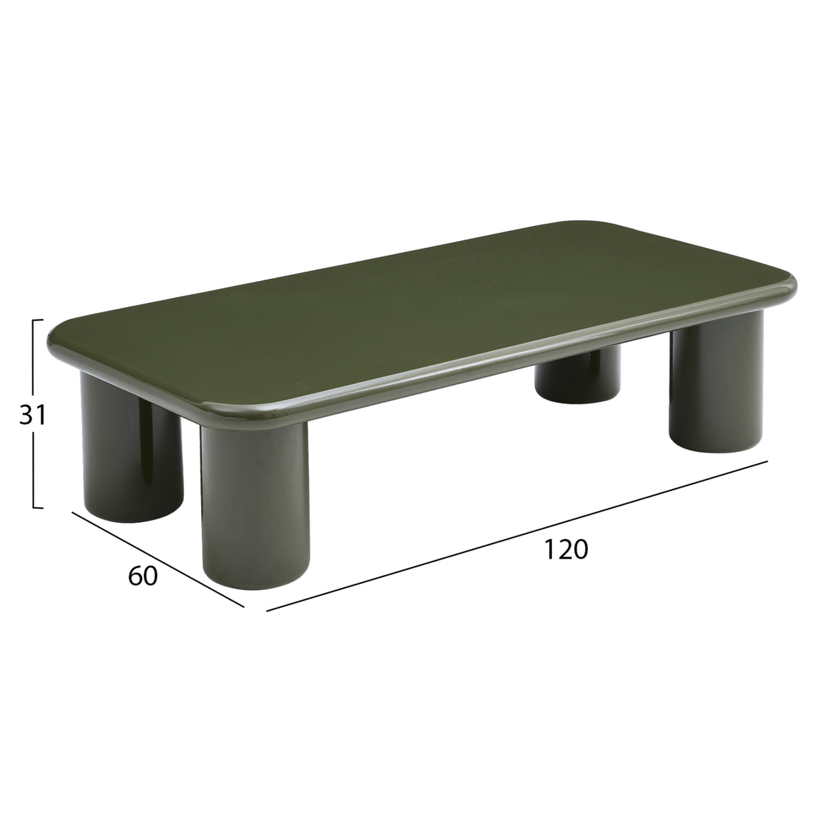 ΤΡΑΠΕΖΙ ΣΑΛΟΝΙΟΥ SOLNA HM18454.07 MDF ΣΕ GLOSSY ΠΡΑΣΙΝΟ 120x60x31Υεκ