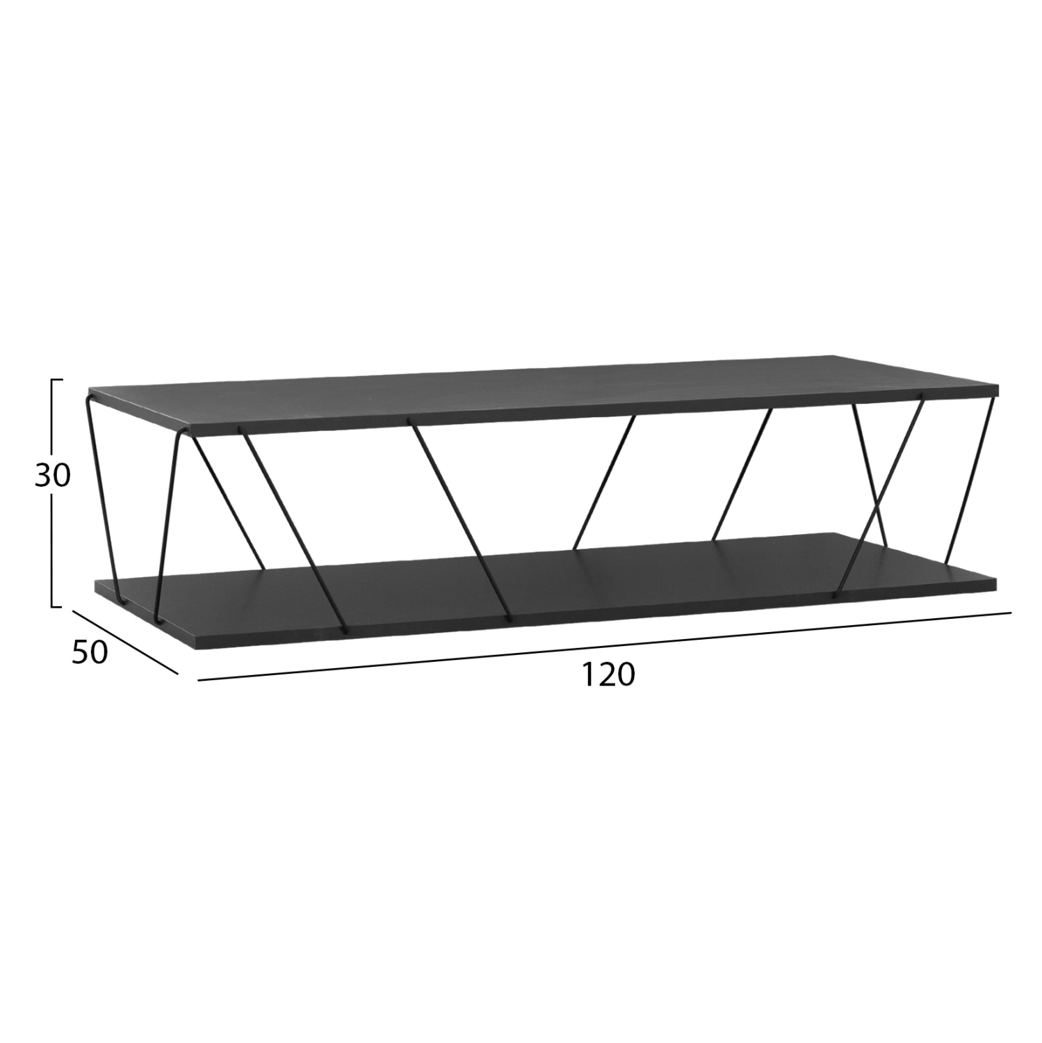 COFFEE TABLE TRENTON IN CHARCOAL GREY&BLACK HM8927.02 120Χ50Χ30H