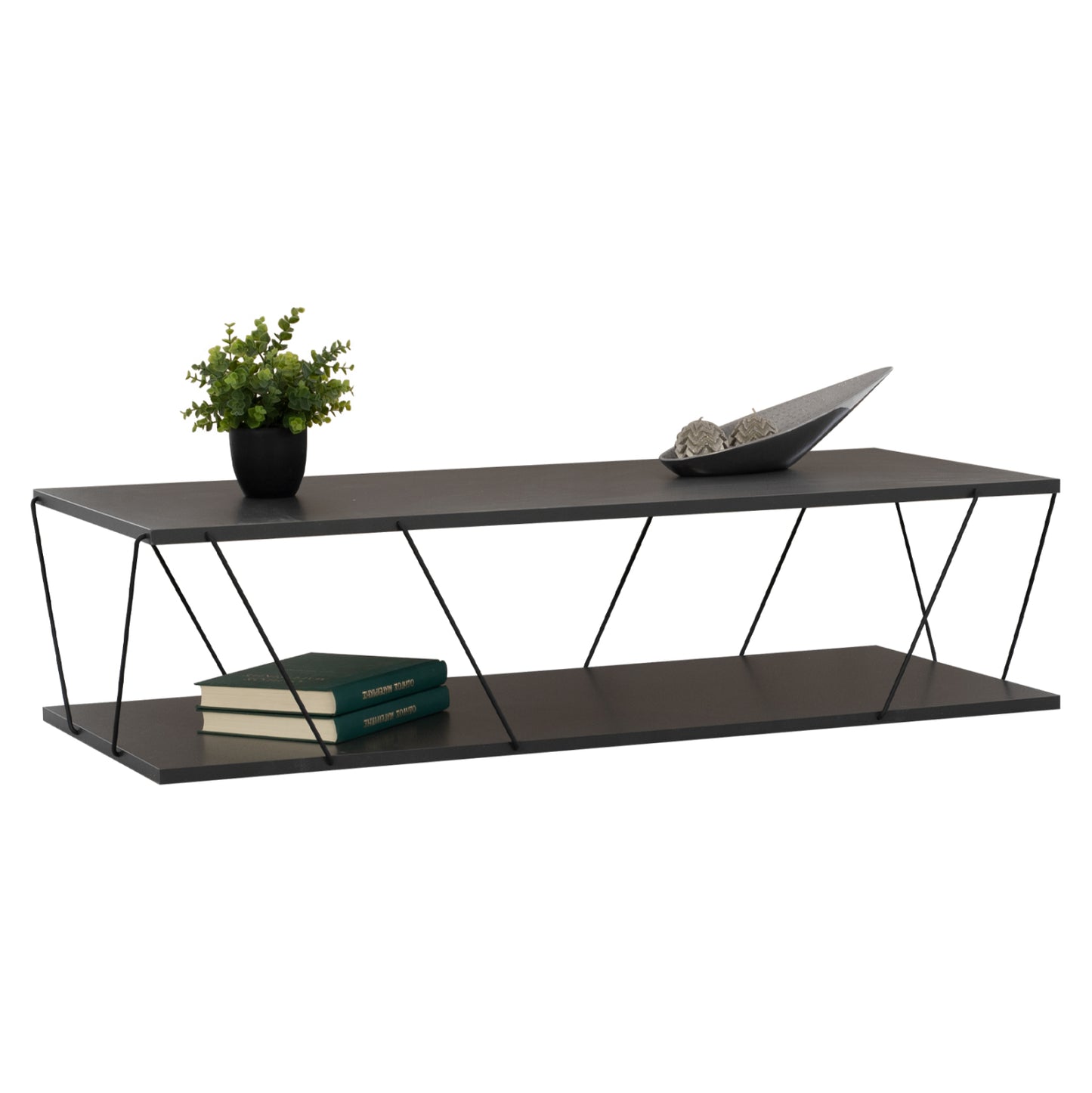 COFFEE TABLE TRENTON IN CHARCOAL GREY&BLACK HM8927.02 120Χ50Χ30H