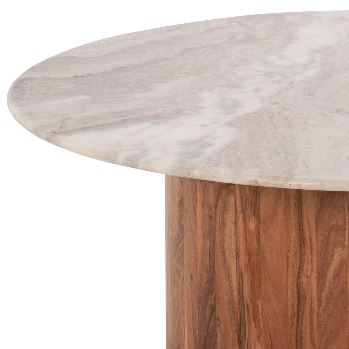 COFFEE TABLE FORMEL HM9671 ACACIA WOOD IN NATURAL-WHITE MARBLE TOP Φ100x40Hcm.
