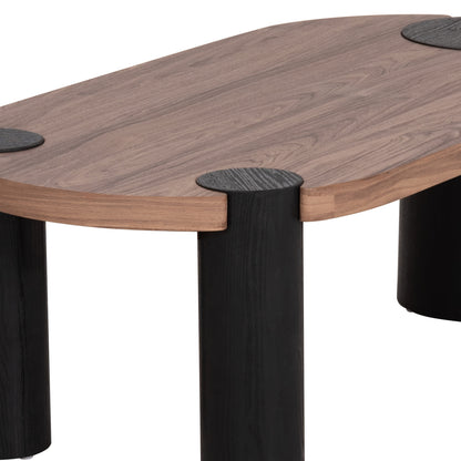ΤΡΑΠΕΖΙ ΣΑΛΟΝΙΟΥ ΟΒΑΛ OVALON HM18433.05 MDF TOP ΚΑΡΥΔΙ-MDF ΠΟΔΙΑ ΜΑΥΡΑ 120x60x40Υεκ