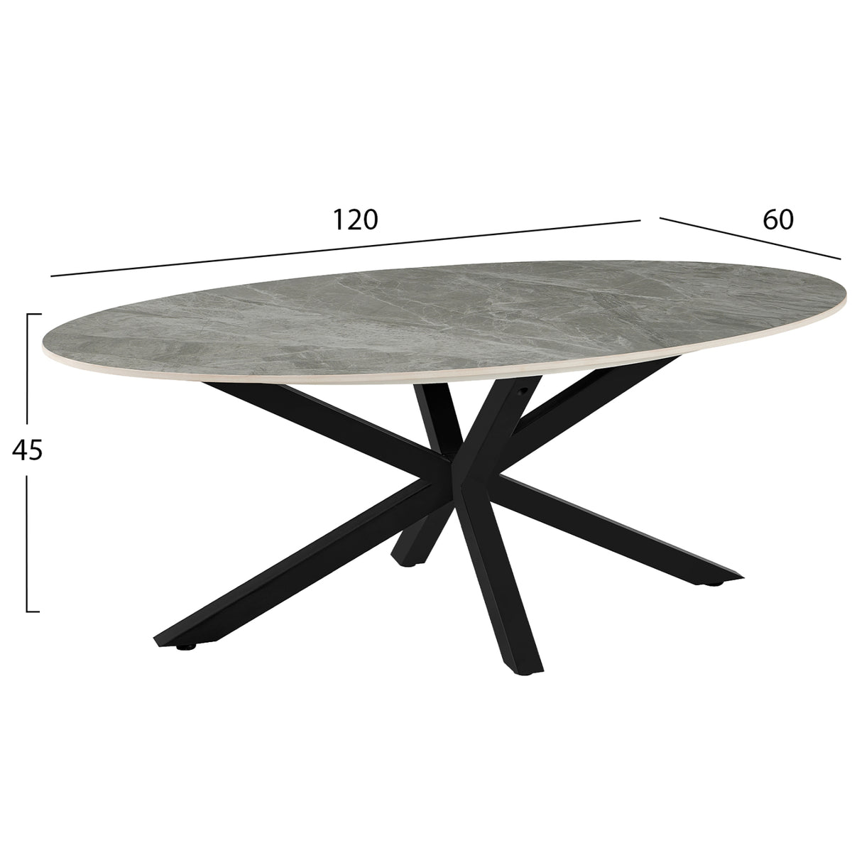 ΤΡΑΠΕΖΙ ΣΑΛΟΝΙΟΥ ΟΒΑΛ ERAGON HM18463.03 SINTERED STONE ΣΕ ΓΚΡΙ ΜΑΡΜΑΡΟ 120x60x45Υεκ
