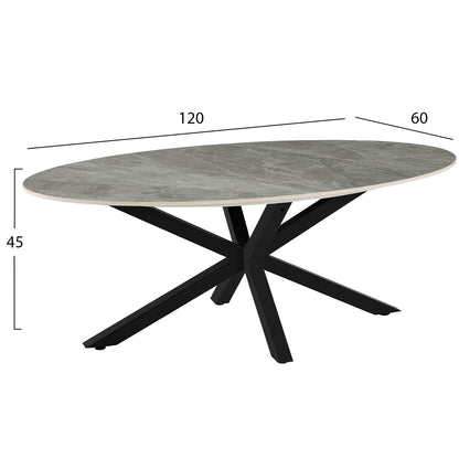 ΤΡΑΠΕΖΙ ΣΑΛΟΝΙΟΥ ΟΒΑΛ ERAGON HM18463.03 SINTERED STONE ΣΕ ΓΚΡΙ ΜΑΡΜΑΡΟ 120x60x45Υεκ