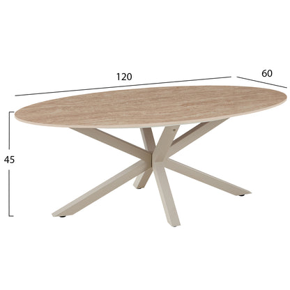 ΤΡΑΠΕΖΙ ΣΑΛΟΝΙΟΥ ΟΒΑΛ ERAGON HM18463.04 SINTERED STONE ΣΕ ΤΡΑΒΕΡΤΙΝΑ 120x60x45Υεκ