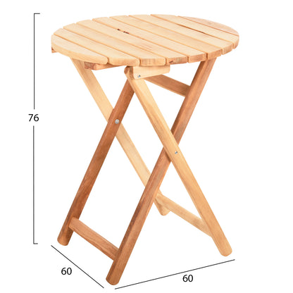 DIRECTOR'S ROUND TABLE LIMNOS HM5653.02 BEECH WOOD IMPREGNATION IN NATURAL Φ60Χ76Hcm.