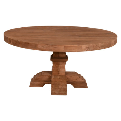 DINING TABLE ROUND PROVENCE HM9643 RECYCLED TEAK WOOD CARVED LEG-8cm.TABLETOP Φ150x76Hcm.