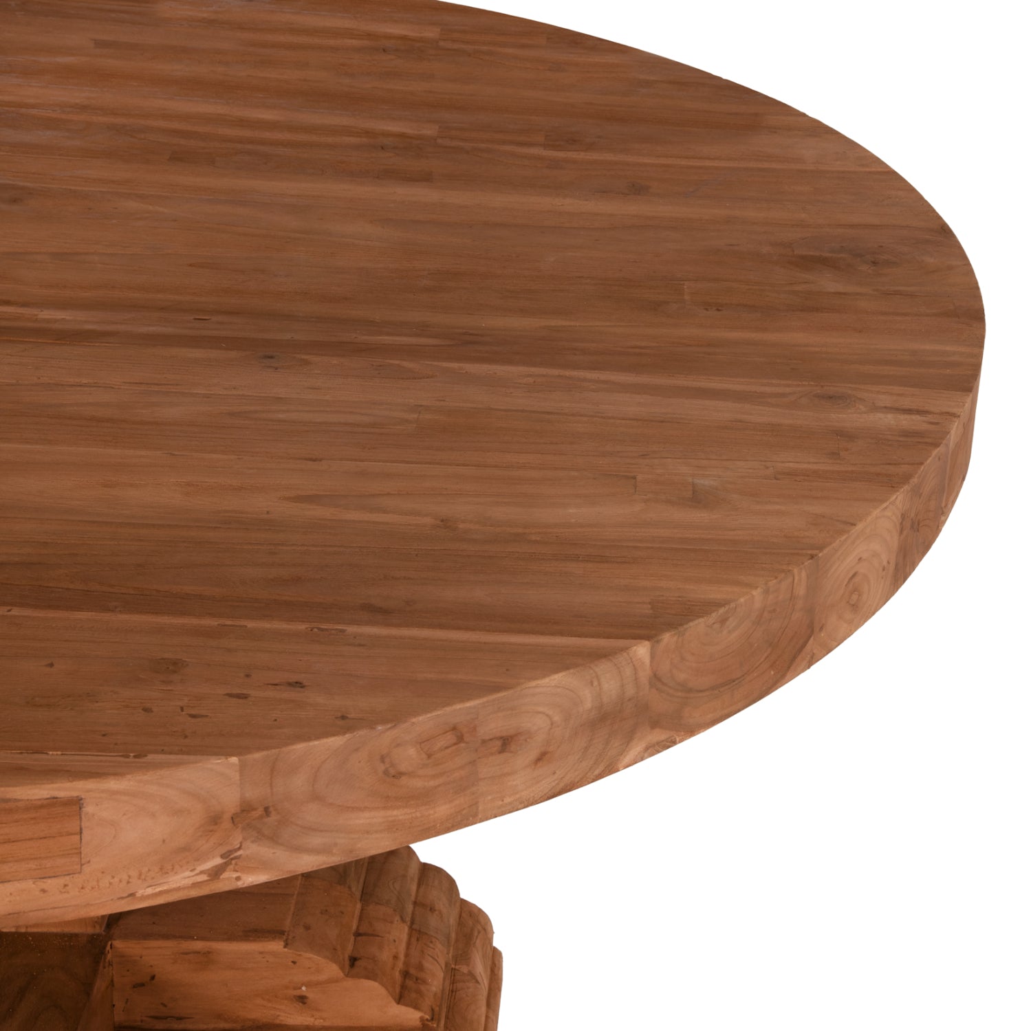 DINING TABLE ROUND PROVENCE HM9643 RECYCLED TEAK WOOD CARVED LEG-8cm.TABLETOP Φ150x76Hcm.