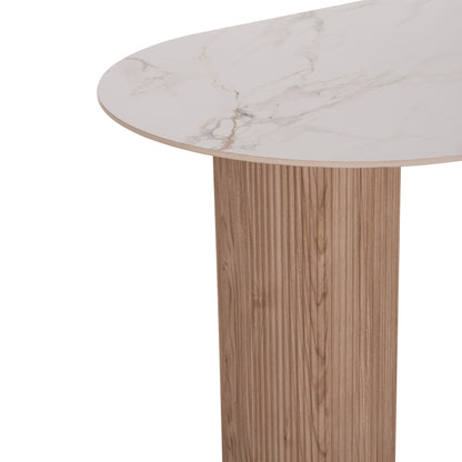 DINING TABLE MELLOW HM18416 MDF LEGS--CERAMIC TOP IN WHITE MARBLE COLORING 180x90x76Hcm.