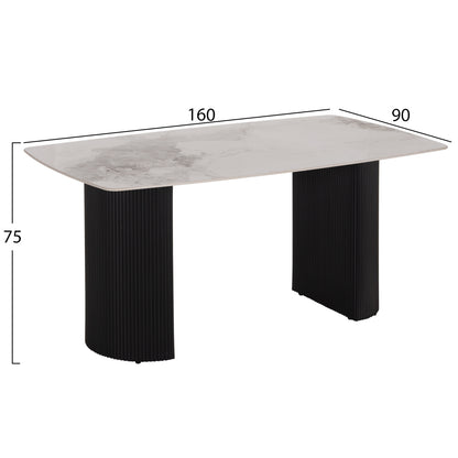 ΤΡΑΠΕΖΙ ΤΡΑΠΕΖΑΡΙΑΣ MINAO HM18418 MDF ΠΟΔΙΑ ΣΕ ΣΚΟΥΡΟ ΓΚΡΙ--ΚΕΡΑΜΙΚΟ TOP 160x90x75Υεκ