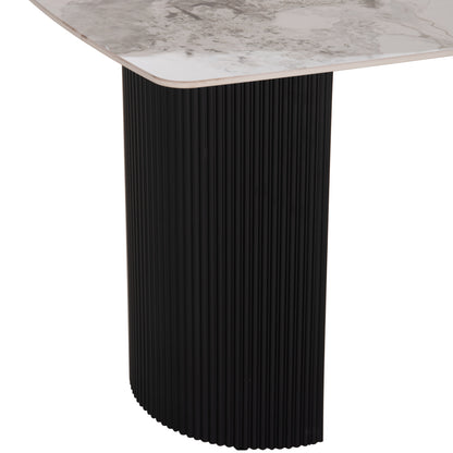 ΤΡΑΠΕΖΙ ΤΡΑΠΕΖΑΡΙΑΣ MINAO HM18418 MDF ΠΟΔΙΑ ΣΕ ΣΚΟΥΡΟ ΓΚΡΙ--ΚΕΡΑΜΙΚΟ TOP 160x90x75Υεκ