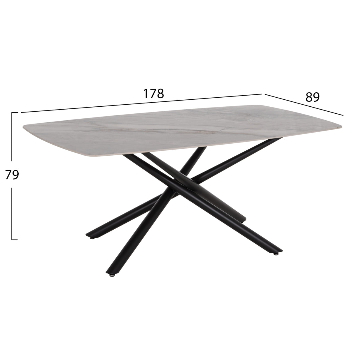 ΤΡΑΠΕΖΙ ΤΡΑΠΕΖΑΡΙΑΣ ISKA HM18423 ΚΕΡΑΜΙΚΟ TOP ΣΕ ΛΕΥΚΟ/ΚΑΦΕ ΜΑΡΜΑΡΟ 178x89x79Υεκ