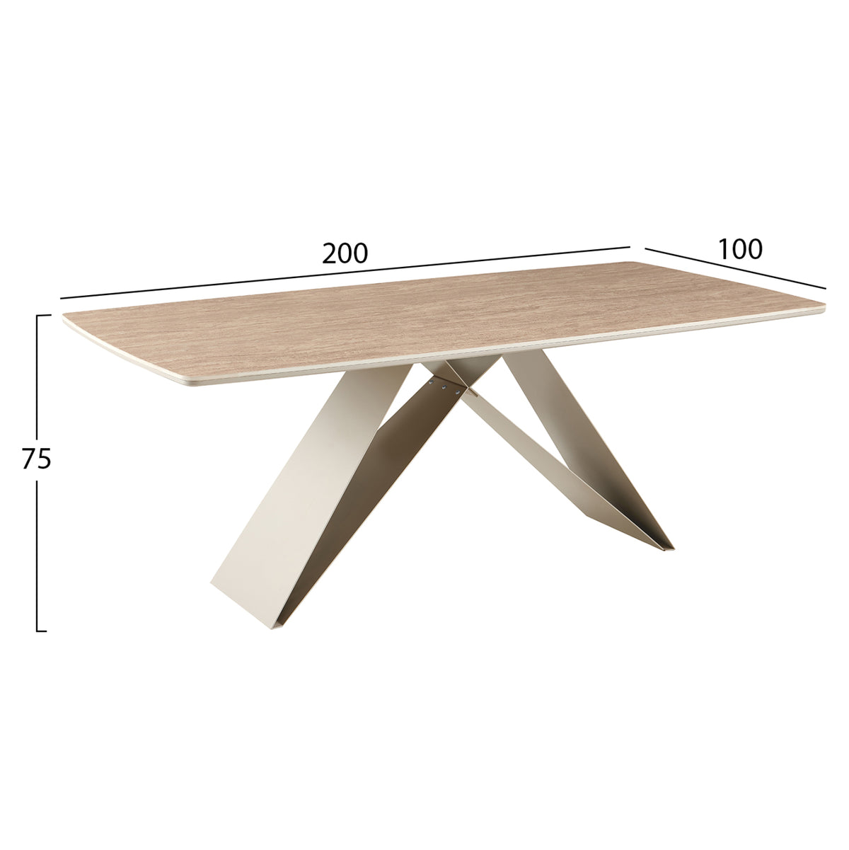 ΤΡΑΠΕΖΙ ΤΡΑΠΕΖΑΡΙΑΣ CATAN HM18464.04 SINTERED STONE TOP IN TRAVERTINE 200x100x75Υεκ