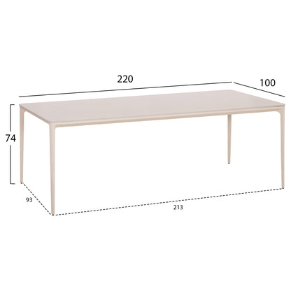 DINING TABLE STAD HM6558.02 BEIGE ALUMINUM FRAME--WHITE SINTERED STONE 220x100x74Hcm.